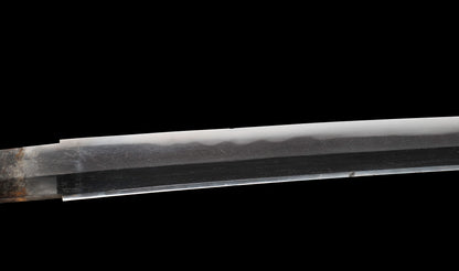 Antique Japanese Katana Sword with Vermilion Lacquer Saya, Sparrow Fuchi-Kashira and Gilt Menuki