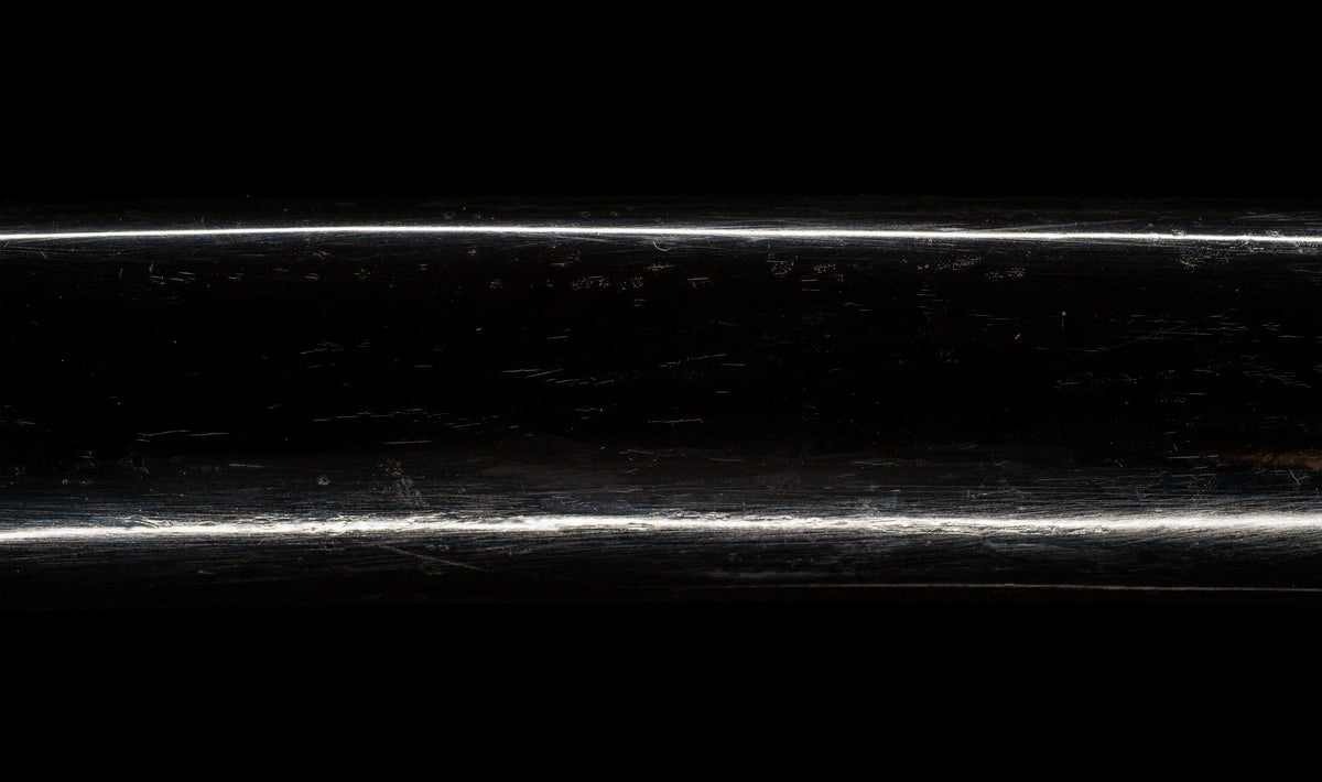 Antique Japanese Katana Sword with Ubu Nakago, Hoso-Suguha Hamon and Genji Wheel Iron Tsuba
