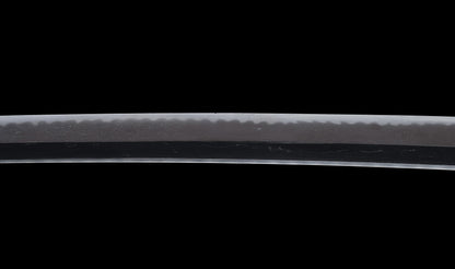 Antique Japanese Katana Sword with Ubu Nakago, Hoso-Suguha Hamon and Genji Wheel Iron Tsuba