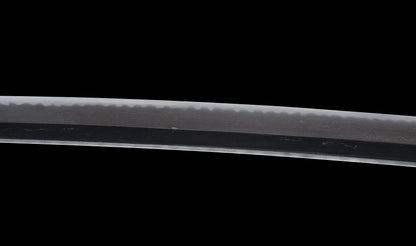 Antique Japanese Katana Sword with Ubu Nakago, Hoso-Suguha Hamon and Genji Wheel Iron Tsuba