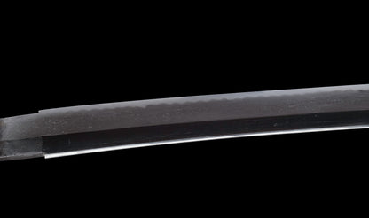 Antique Japanese Katana Sword with Ubu Nakago, Hoso-Suguha Hamon and Genji Wheel Iron Tsuba
