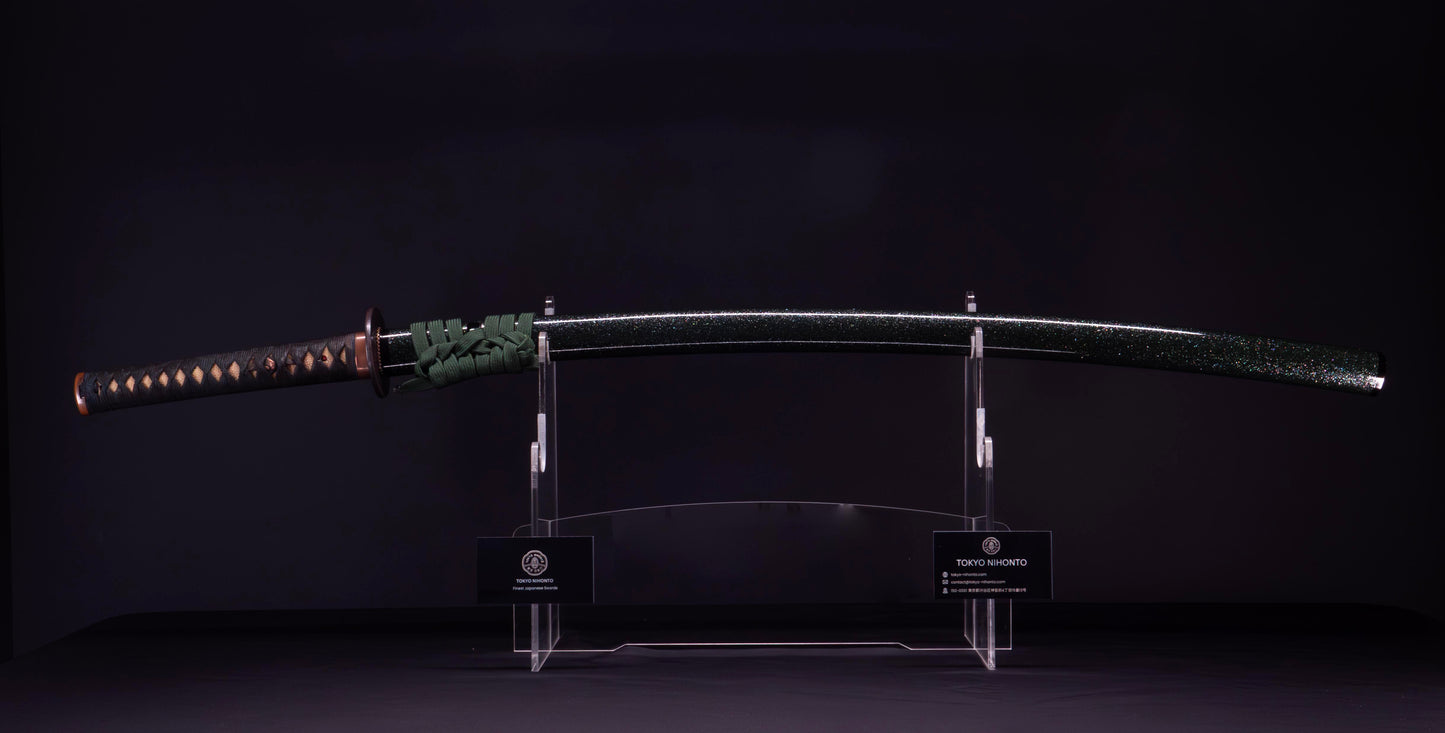 Antique Japanese Katana Sword signed Seki-ju Kaneyoshi with Beautiful Green Saya.