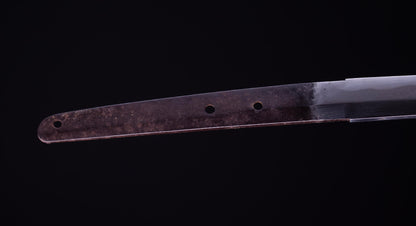 Antique Japanese Katana Sword with Iron Tsuba and Black Lacquet Mountings