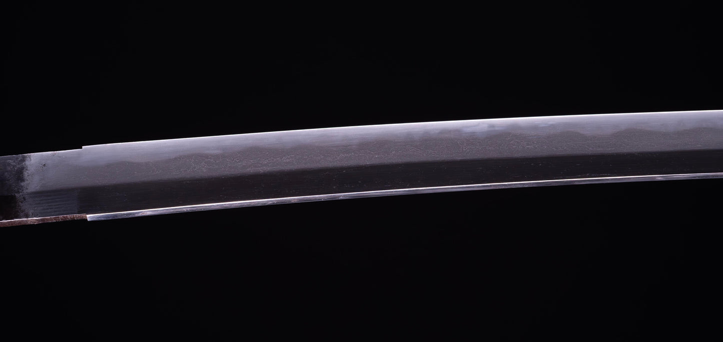 Antique Japanese Katana Sword with Iron Tsuba and Black Lacquet Mountings