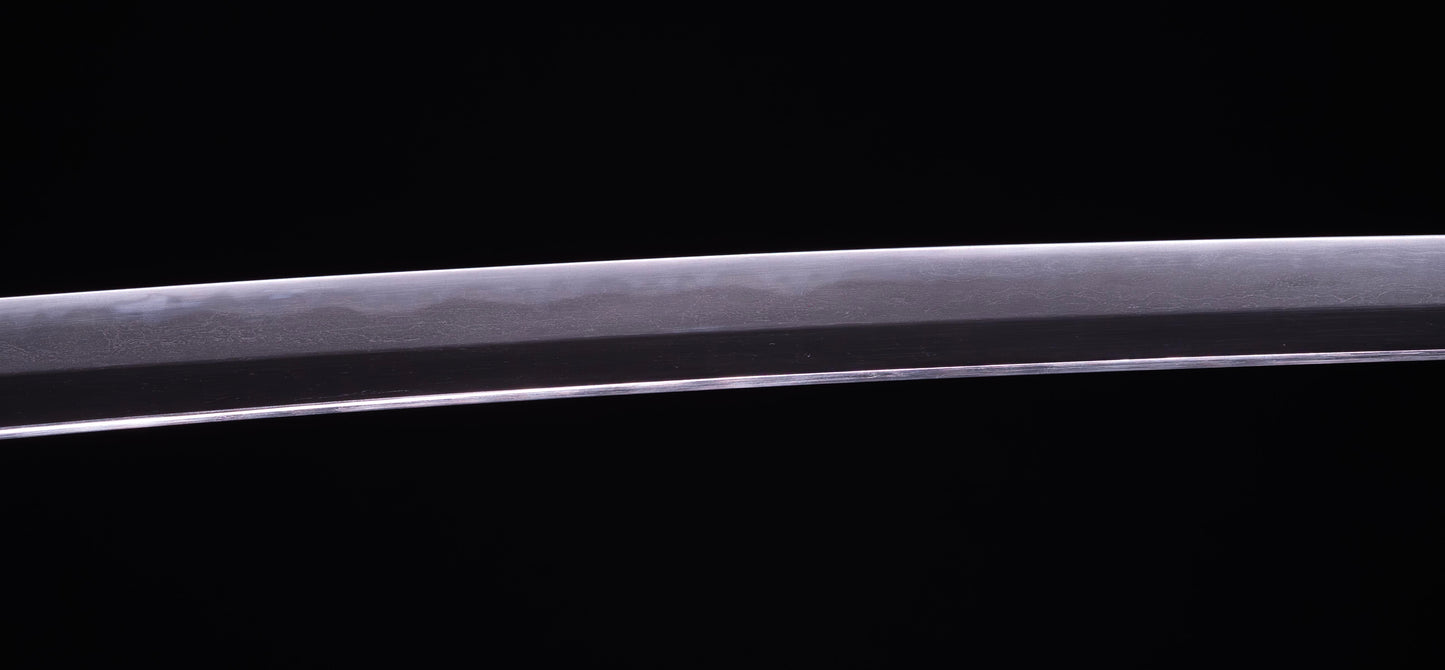 Antique Japanese Katana Sword with Iron Tsuba and Black Lacquet Mountings