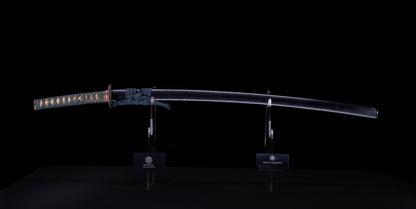 Épée Katana japonaise antique avec rainure laquée rouge 
