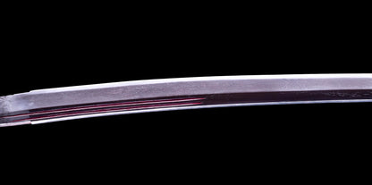 Épée Katana japonaise antique avec rainure laquée rouge 