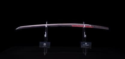 Épée Katana japonaise antique avec rainure laquée rouge 