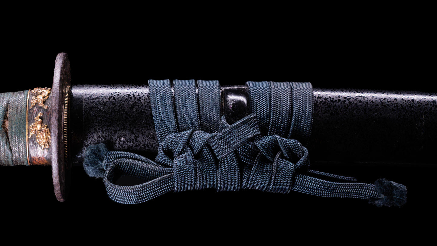 Épée Katana japonaise antique avec rainure laquée rouge 