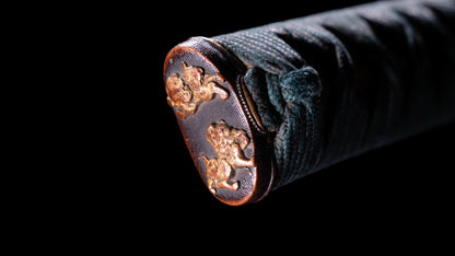 Épée Katana japonaise antique avec rainure laquée rouge 
