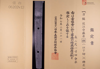 Antique Japanaese Katana Sword signed Omi no Kami Fujiwara Tsuguhiro Katana - NBTHK Hozon