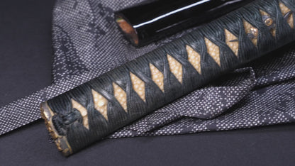 Antique Japanese Katana with Seated Sages Iron Tsuba and Suguha Hamon, Mumei, Edo Period