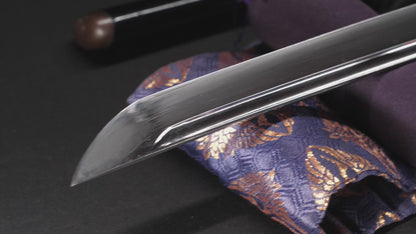 Antique Japanese Katana Sword with Floral Iron Sukashi Tsuba, Edo Period Mumei Blade