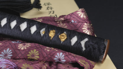 Antique Japanese Katana Sword signed Tsunahiro with Gold Dragon Menuki, Russet Lacquer Saya - NBTHK Hozon
