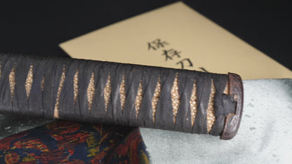 Antique Japanese Katana Sword by Kanabō Hayato no Jō Masazane with Gunome-Midare Hamon, Sakura Fittings and Red Lacquer Saya - NBTHK Hozon