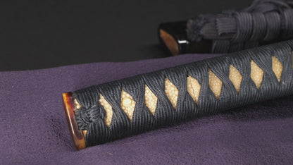 Antique Japanese Katana Sword with Hoso-Suguha Hamon, Phoenix Fuchi and Coin Menuki — Muromachi Period
